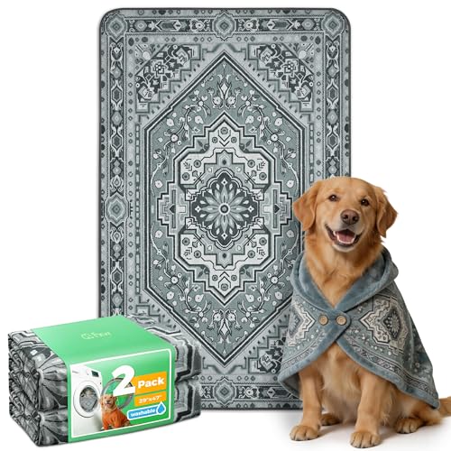 FXW Washable Pee Pads for Dogs, Puppy Pads with Super Absorbent, Specifically Designed for 48inch Cages, 29" x 47" Rectangle, Boho Grey, 2 Packs - color: Boho Grey, size: 29" x 47" (2 Packs)