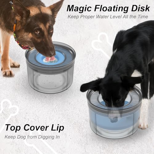 Techphardo 1Gallon No Spill Dog Water Bowl-3.8L Large Capacity, BPA-Free, Anti-Splash & Anti-Digging Design with Non-Slip Base, for Messy Drinkers - color: Blue
