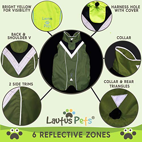 Waterproof Dog Rain Coat, Reflective Safety Strips & Leash Hole – Lightweight Adjustable Jacket for Medium Breeds - S, Yellow - color: Yellow, size: Small