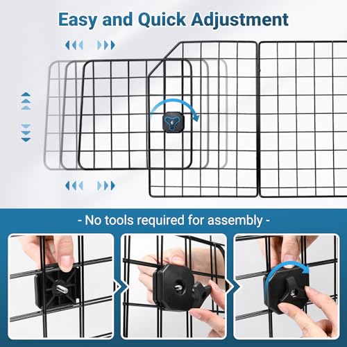 rabbitgoo Dog Car Barrier for SUVs, Adjustable Large Pet Gate, Universal-Fit Divider Cargo Net, Heavy-Duty Wire Mesh Dog Barrier SUV, Van Vehicles Subaru Car Accessories Safety Travel, Triple Folding