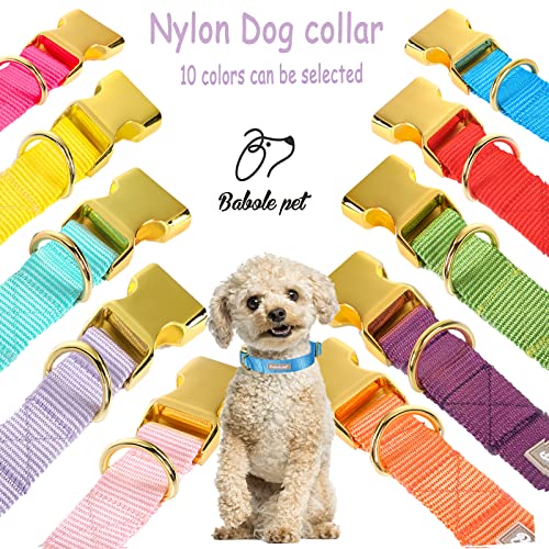 Nylon Dog Collar - Adjustable Blue Soft Webbing Dog Collars for Small Medium Large Dogs Boy Girl Puppy Collar with Safety Metal Buckle XS - color: Nylon-Blue, size: XS