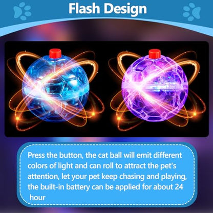 Jecery 9 Pcs Ghost Hunting Light Up Cat Balls LED Motion Activated Cat Toy Interactive Lighted Ball Pet Glowing Mini Running Exercise Toys for Kitten Dog Pet Animals Activity(Multicolor) - color: Multicolor