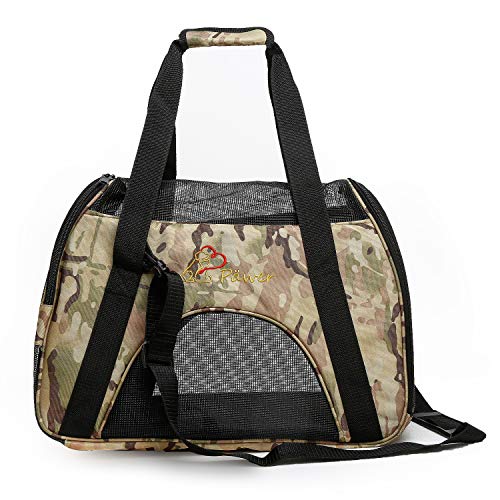 Pawer Soft-Sided Pet Carrier for Cat and Small Dog,Desert Camouflage Pattern,Medium Size,Washable Cloth Airline Approved Travel Tote,with 2 Mesh Opens and a Strap for Carry,Multiple Colors Available - color: Desert Camouflage