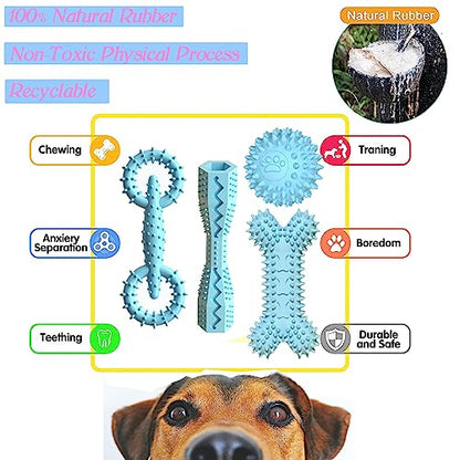 4 Pack Puppy Teething Toys 0-6 Months Puppy Chew Toys for Teething Cute Small Dog Toy Soft Rubber Toy for Puppies(Blue) - color: Blue