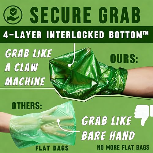 Ultra Thick & Deep RockRhino Dog Poop Bags for Large & XL Breeds | 4-Layer Interlocked Bottom | 100% Home Compostable, 0% Plastic | Vanilla-Scented | 60 Bags, Easy Open Tie Handles, Not for Scooper - size: 60 Count (Pack of 1)