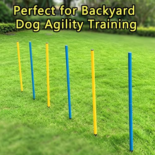 6-Pack Dog Agility Weave Poles with Stakes for Backyard Dog Training - color: SLV-weave 6