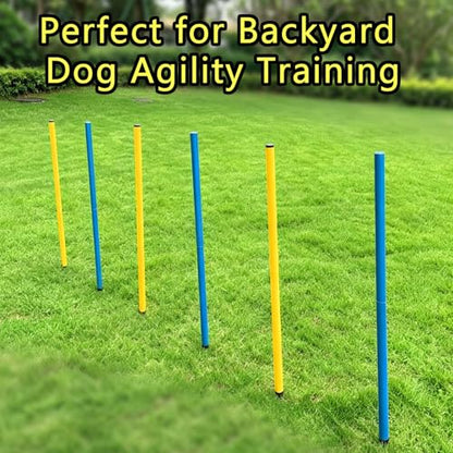 6-Pack Dog Agility Weave Poles with Stakes for Backyard Dog Training - color: SLV-weave 6