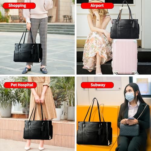 Stylish Dog Purse Carrier, Leather Pet Carrier Bag for Small Dogs Cats Puppy, Airline Approved Soft-Sided Carrier Black - color: Black