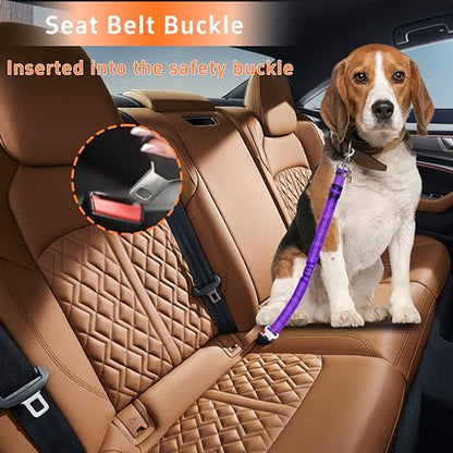 Seyezo 3-Piece Dog Car Harness Set - Retractable, Adjustable, Reflective Dog Seatbelt for Vehicle Headrests, Heavy Duty & High Elastic, Purple - color: 04-2PCS Purple