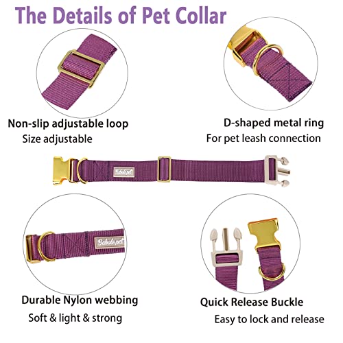 Nylon Dog Collar - Adjustable Deep Purple Soft Webbing Dog Collars for Small Medium Large Dogs Boy Girl Puppy Collar with Safety Metal Buckle XS - color: Nylon-Deep Purple, size: XS