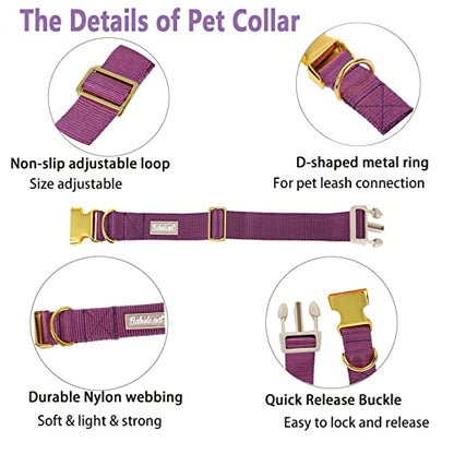 Nylon Dog Collar - Adjustable Deep Purple Soft Webbing Dog Collars for Small Medium Large Dogs Boy Girl Puppy Collar with Safety Metal Buckle XS - color: Nylon-Deep Purple, size: XS