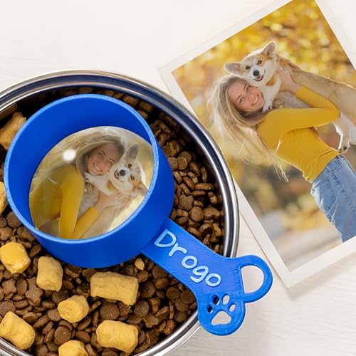 ubjva Personalized Dog Food Scoop Custom Cat Food Measuring Cup with Name Pet Accessories Gifts for Pet Lover - color: Round Paws&Photo