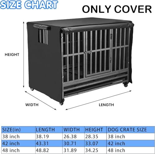 42 inch Heavy Duty Dog Crate Covers Durable 600D Polyester Insulated Dog Kennel Cover Soundproof Windproof Rainproof Shading Fit for Wire Dog Cage Covers with Breathable Side Window ( ONLY COVER) - size: Fit 42 inch Crate(43.13L x 30.71W x 33.07H inch)