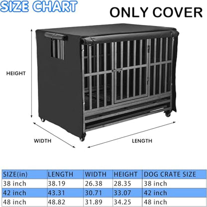 42 inch Heavy Duty Dog Crate Covers Durable 600D Polyester Insulated Dog Kennel Cover Soundproof Windproof Rainproof Shading Fit for Wire Dog Cage Covers with Breathable Side Window ( ONLY COVER) - size: Fit 42 inch Crate(43.13L x 30.71W x 33.07H inch)