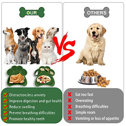 Lick Mat for Dogs and Cats, Premium Lick Pad with Suction Cups,Dog Slow Feeder Dowl Mat for Bathing Grooming Nailing Trimming, Food-Grade, Non-Toxic (Green)