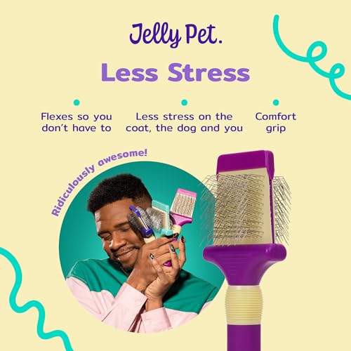 Jelly Pet Double Sided Dog Slicker Brush, Longer Pins, Flexible Head, Fine/Coarse Sides, Removes Unwanted Tangles, Medium, Pink - size: Medium