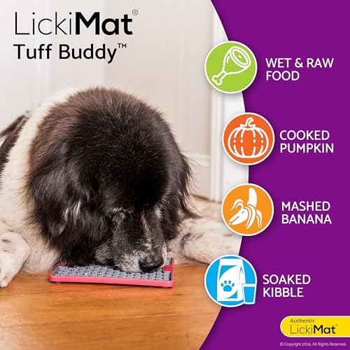 LickiMat Tuff, Heavy-Duty Buddy, Dog Slow Feeder Lick Mat, Boredom Anxiety Reducer; Perfect for Food, Treats, Yogurt, or Peanut Butter, Fun Alternative to a Slow Feed Dog Bowl, Green - color: Green