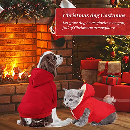 Frienda 3 Pcs Pet Dog Sweater Jacket Winter Knitwear Hoodie Clothes Pocket Puppy Coat Clothing Pup Shirt Costume Sweatshirt Fleece Lining Warm Winter Small Hooded Soft Thickening(Small) - size: Small