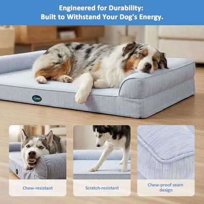 Ownpets Cooling Dog Bed for Large Dogs, 48"x32" Orthopedic Foam Pet Bed with Bolsters, Removable Washable Cover, Protective Inner Liner, Non-Slip Bottom - size: XL(48" x 32")