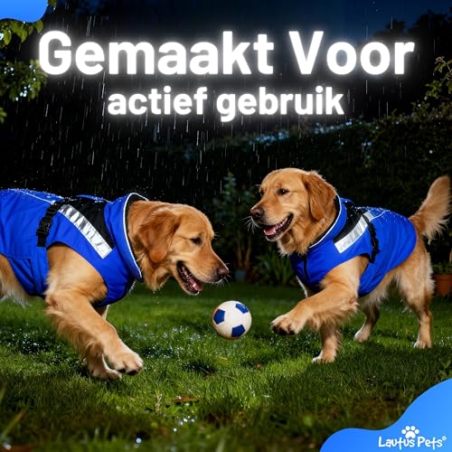 Waterproof Dog Rain Coat, Reflective Safety Strips & Leash Hole – Lightweight Adjustable Jacket for Medium Breeds - S, Blue - color: Blue, size: Small