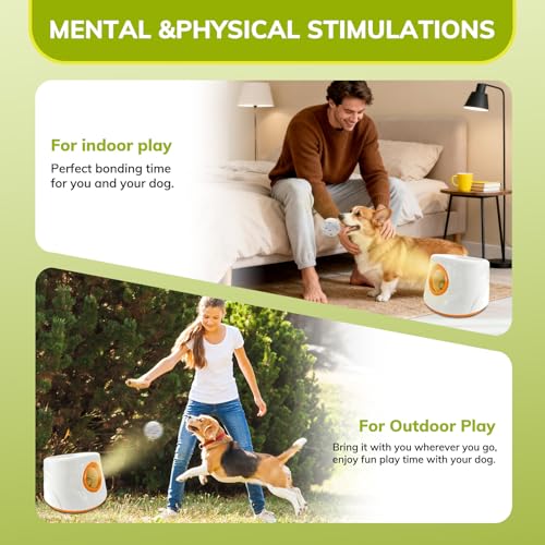 Automatic Dog Ball Launcher for Small/Medium Dogs - Small Silent Design, 3 Distance Settings (20ft/33ft/46ft), Rechargeable, 10 Durable 2.3" Balls Included (Dog Ball Launcher-Orange) - color: Dog Ball Launcher-Orange