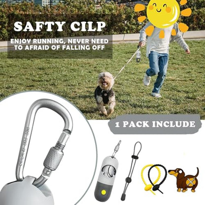 Dog Poop Bag Holder with LED Flashlight for Night Walks,Silicone Tether & Dachshund Pattern Clip for Used Bags,Hands-Free Metal Leash Carabiner,15 Scented Waste Bags(Light Grey) - color: Light Grey