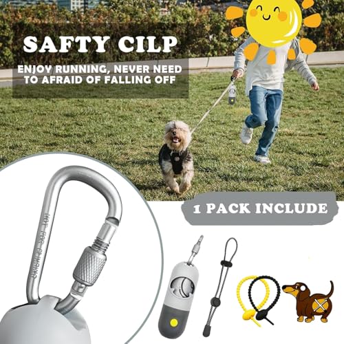Dog Poop Bag Holder with LED Flashlight for Night Walks,Silicone Tether & Dachshund Pattern Clip for Used Bags,Hands-Free Metal Leash Carabiner,15 Scented Waste Bags(Light Grey) - color: Light Grey