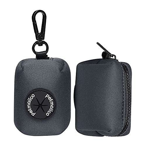 Petmolico Dog Poop Bag Holder Leash Attachment, Dog Waste Bag Dispenser Zippered Pouch, Fits Any Dog Leash, Includes Free Roll of Dog Bags, Poop Bag Dispenser - 2 Pack, Deep Gray - color: Deep Gray