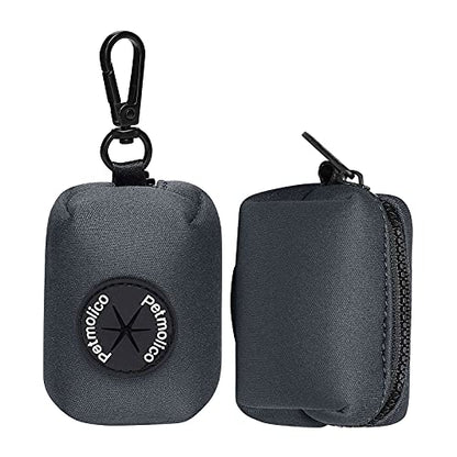 Petmolico Dog Poop Bag Holder Leash Attachment, Dog Waste Bag Dispenser Zippered Pouch, Fits Any Dog Leash, Includes Free Roll of Dog Bags, Poop Bag Dispenser - 2 Pack, Deep Gray - color: Deep Gray