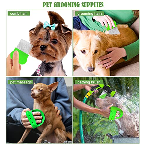 Dog Wash Sprayer Outdoor, 8-in-1 Dog Sprayer Hose Attachment with Massage Brush and Pet Grooming Comb, 3/4 Inch Standard Garden Hose Nozzle for Watering Flowers, Car Washing, Pet Bathing(Green)