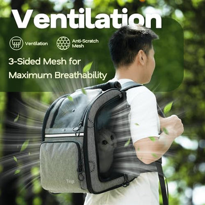 Premium Dog & Cat Carrier Backpack for Travel, Hiking & Vet Visits - Solid Durable Pet Backpack with Breathable Mesh, Safety Strap, Anti-Anxiety Curtain & Storage Pockets (Gray) - color: Gray