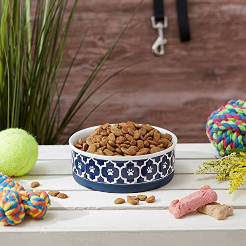 Bone Dry Lattice Collection Pet Bowl & Canister, Single Dish, Medium 6x2", Nautical Blue - color: Nautical Blue, size: Medium Single Dish, 6x2"