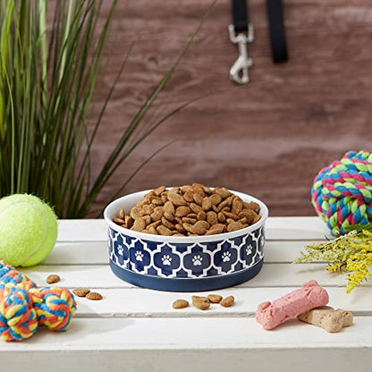 Bone Dry Lattice Collection Pet Bowl & Canister, Single Dish, Medium 6x2", Nautical Blue - color: Nautical Blue, size: Medium Single Dish, 6x2"