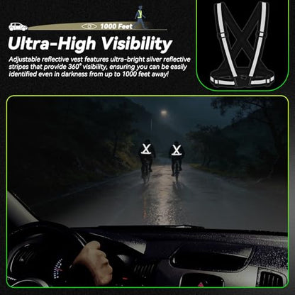 Reflective Vest Running Gear,High Visibility Adjustable Safety Vest for Outdoor Motorcycle,Dog Walking,Night Running,Hiking - color: Black X3