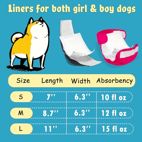 LeapSheep Dog Diaper Liners Pee Pads for Male and Female Dogs, Dog Period Pads, Super Soft Absorbtion Dog Booster Pads Fits Belly Bands, Wraps and Washable Doggy Diapers Female (M, 20) - size: Medium