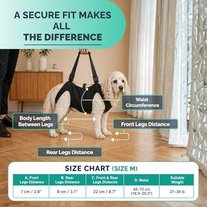 Medium Dog Sling Carrier – 27-38 Lb. Dog Sling for Medium Dogs Hind Leg Support – Doggie Lift M Full Body Design with Breathable Mesh and Adjustable Straps for Safe Mobility Assistance
