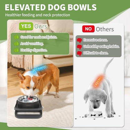 Raised Dog Bowls for Small & Medium Dogs, Adjustable Elevated Stainless Steel Food or Water Bowl, No Spill Non-Slip Dog Feeder Stand for Pets - size: Single - A