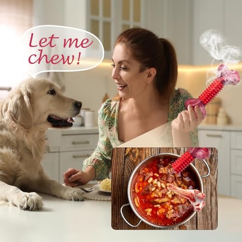 3-Pack Tough Dog Toys for Aggressive Chewers: Beef Flavored Long Lasting Dog Bones for Large Dogs, Heavy Duty Nylon & Rubber Dog Chew Toys to Keep Them Busy, Medium & Large Breed, Red - color: 3 PC-Beef-Red