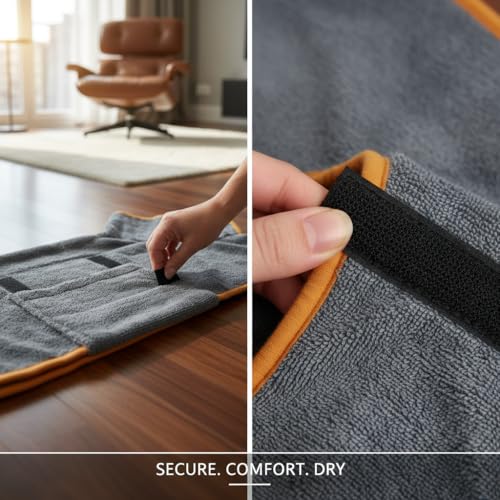 Dog Bathrobe Super Absorbent Quick Dry Microfiber Pet Drying Towel Adjustable Straps XS-XL (Gray,Large (53-77 lbs)) - color: Gray, size: Large (53-77 lbs)