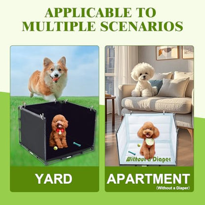 Dog Litter Box Indoor for Small Dogs,Puppy Pee Pad Holder with High Walls(23.62"*23.62"*17.72"),No-Spill Pee Pad Holder with Foldable Pet Toilet,Easy Clean Puppy Litter Box for Dogs (Small) - size: Small