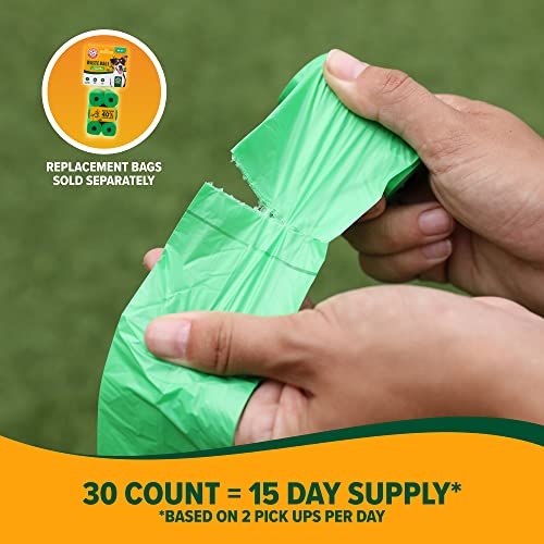 Arm & Hammer Dog Bone Shape Dog Poop Bag Dispenser With 30 Count Plant-Based Poop Bags With Activated Baking Soda; 9 x 14 Inches; White - color: White, size: 1 Count (Pack of 1)