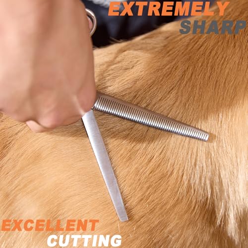 High-end Professional Dog Grooming Thinning Scissors Teeth Cutting Blending Shears Pet Texturizing Shears 7.5 Inch Extremely Very Sharp Stainless Steel Alloy For Cat Other Animals Groomer - style: 7.5inch Tiny Teeth Thinning