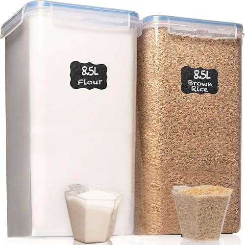 Flour Storage Container 2 PC [8.5L / 287 Oz] Extra Large Food Storage Containers with Lids - Airtight, Leak Proof, BPA-Free Plastic Flour Sugar Storage Containers - Bulk Storage for Kitchen & Pantry - color: Clear