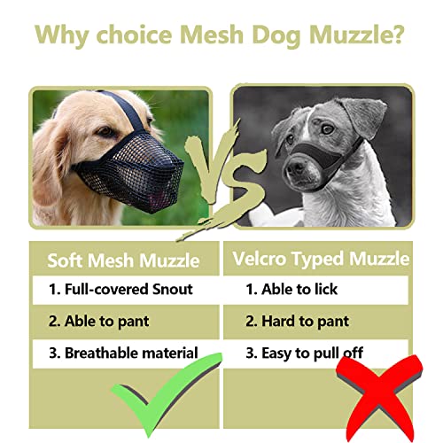 Whongkidz Dog Muzzle for Small Dogs Biting Grooming Vet Visiting, Air Mesh Soft Dog Mouth Guard, Full-Covered with Adjustable Strap Allow Drinking Breathable Basket Muzzle (Black, S) - size: S: 8¾”-9¾” Snout Circumference
