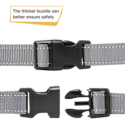 HEELE Dog Collar, Reflective Dog Collar, Soft Neoprene Padded Breathable Nylon Pet Collar Adjustable for Small Dogs Puppy, Gray, XS(7.87-11.81") - color: Gray, size: X-Small (7.87-11.81")