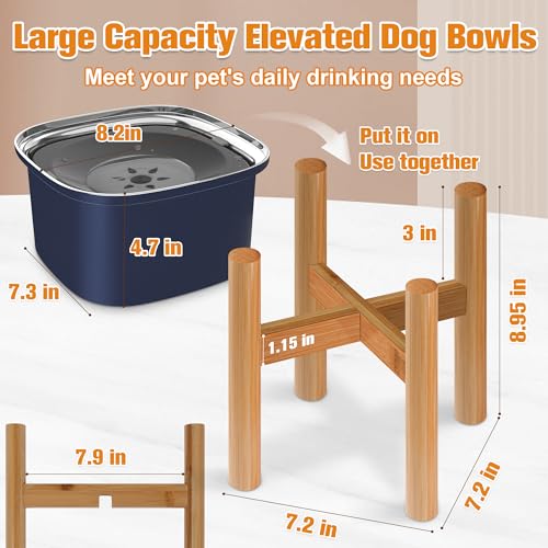 Decflow 3L Elevated Dog Water Bowl, Stainless Steel Raised Food Dispenser with Stand, Large Capacity No Spill Dog Water Bowl for Small, Medium and Large Dogs - color: Blue