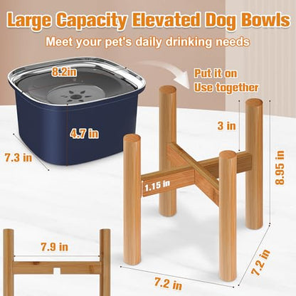 Decflow 3L Elevated Dog Water Bowl, Stainless Steel Raised Food Dispenser with Stand, Large Capacity No Spill Dog Water Bowl for Small, Medium and Large Dogs - color: Blue