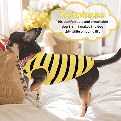 Pet Dog Striped T-Shirt Dogs Cats Cotton Vest Spring Summer Pet Apparel Tee Shirt Suitable for Small and Medium Large Pets French Bulldog Bichon - color: Yellow-Vest, size: X-Small