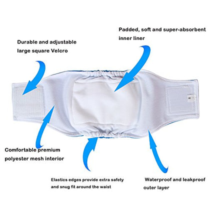 Teamoy Male Dog Belly Bands Washable 4-Pack, Reusable Dog Diapers Wraps for Incontinence & Marking (S,10"-13" Waist) - size: S(10"-13"Waist)