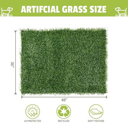 Grass Pad for Dogs, 48" x 36" Artificial Turf for Pets Potty Training, Fake Grass Mat with Drainage Holes, Easy to Clean, Large Turf Rug Outdoor Indoor Use - size: 48"L x 36"W